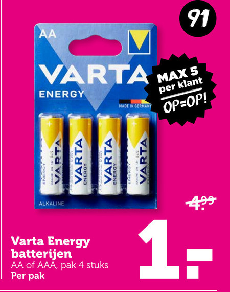 Varta   batterij folder aanbieding bij  Coop - details