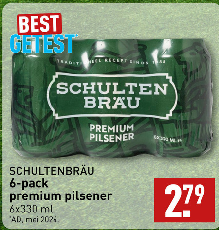 Schultenbrau   blikje bier folder aanbieding bij  Aldi - details