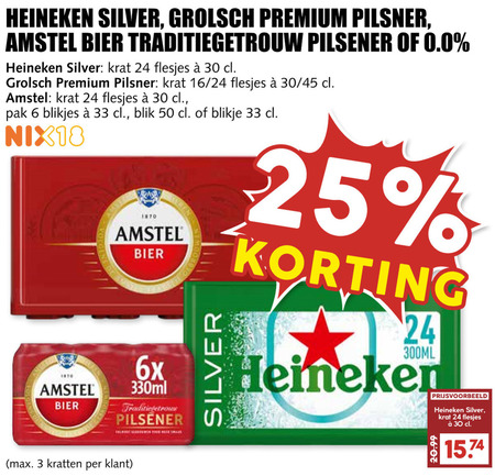 Heineken Silver   blikje bier, krat bier folder aanbieding bij  MCD Supermarkt Basis - details