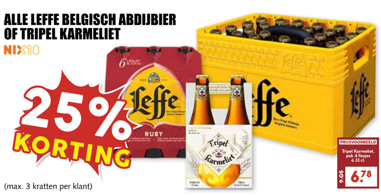 Leffe   blikje bier, krat bier folder aanbieding bij  MCD Supermarkt Basis - details