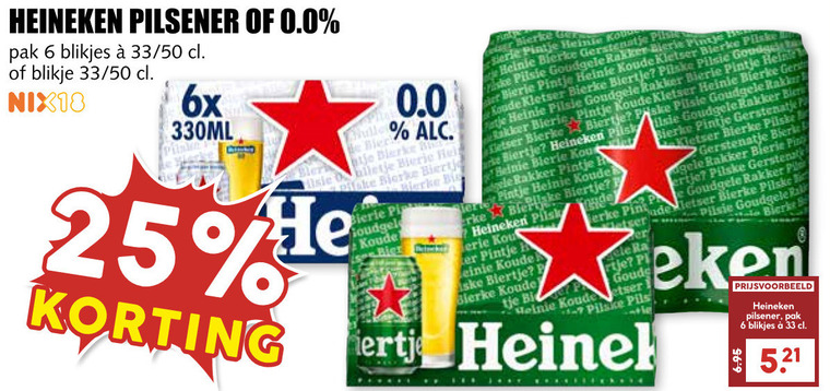 Heineken 0.0   blikje bier folder aanbieding bij  MCD Supermarkt Basis - details