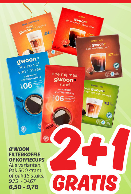 Gwoon   koffie, dolce gusto capsules folder aanbieding bij  Dekamarkt - details