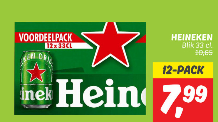 Heineken   blikje bier folder aanbieding bij  Dekamarkt - details