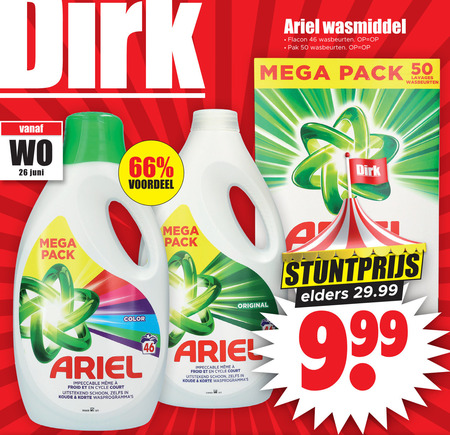 Ariel   wasmiddel folder aanbieding bij  Dirk - details