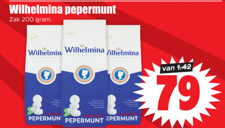 Wilhelmina   pepermunt folder aanbieding bij  Dirk - details