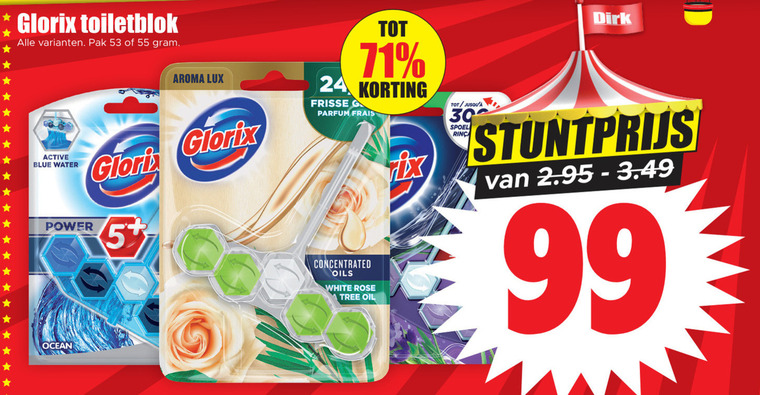 Glorix   toiletblok folder aanbieding bij  Dirk - details