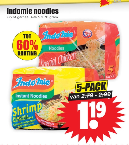 Indomie   noodles folder aanbieding bij  Dirk - details