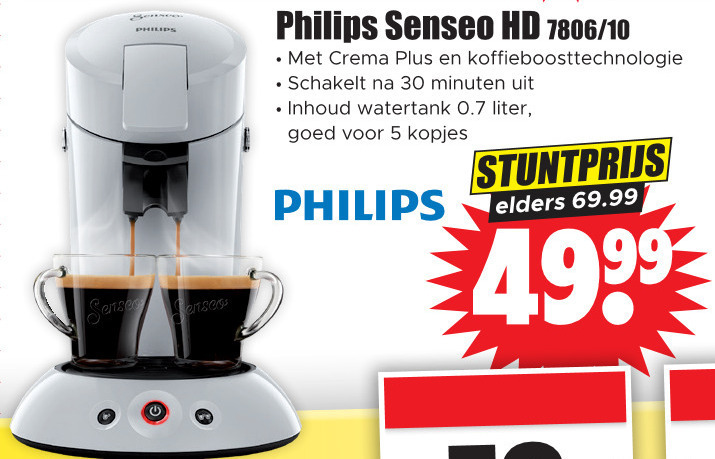 Philips   koffiepadmachine folder aanbieding bij  Dirk - details