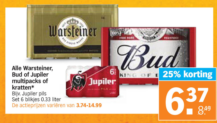 Warsteiner   krat bier, blikje bier folder aanbieding bij  Albert Heijn - details