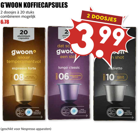 Gwoon   koffiecups folder aanbieding bij  MCD Supermarkt Basis - details