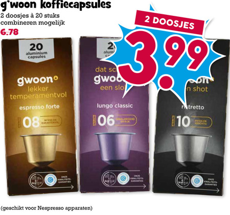 Gwoon   koffiecups folder aanbieding bij  Boons Markt - details