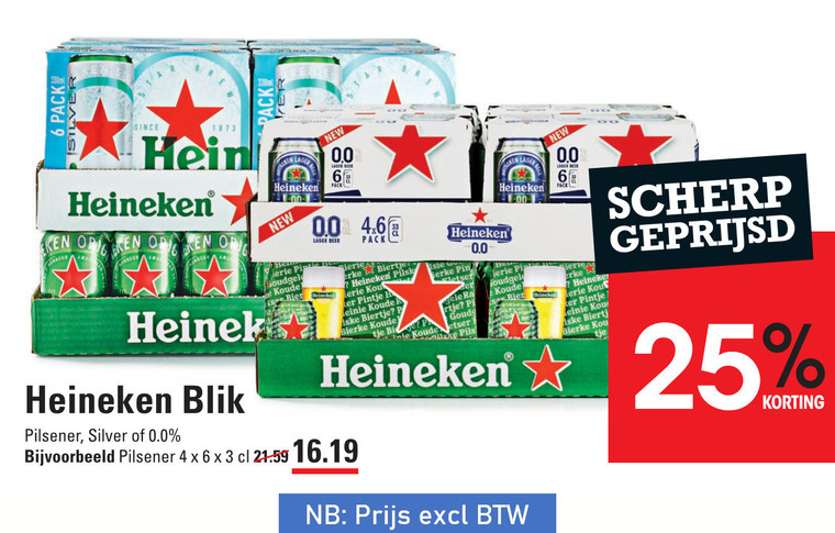 Heineken 0.0   blikje bier folder aanbieding bij  Sligro - details