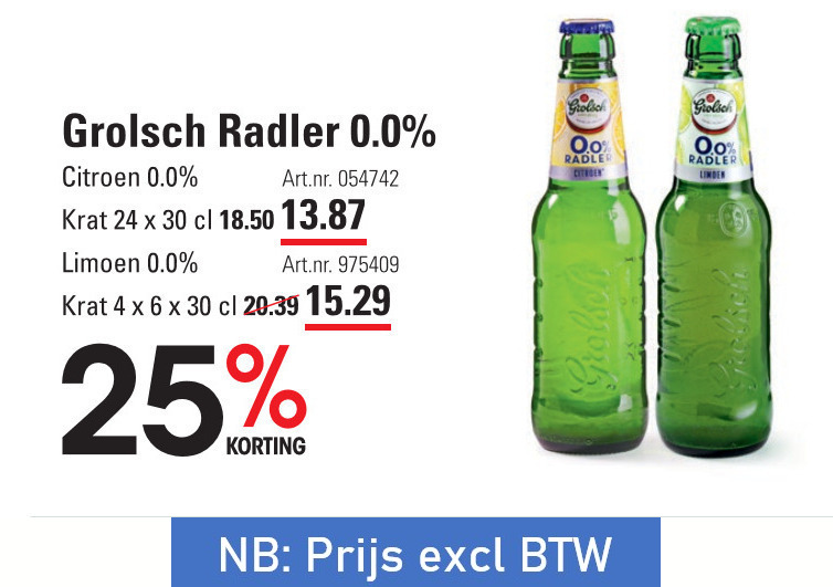 Grolsch   radler bier folder aanbieding bij  Sligro - details