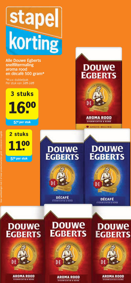 Douwe Egberts   koffie folder aanbieding bij  Albert Heijn - details