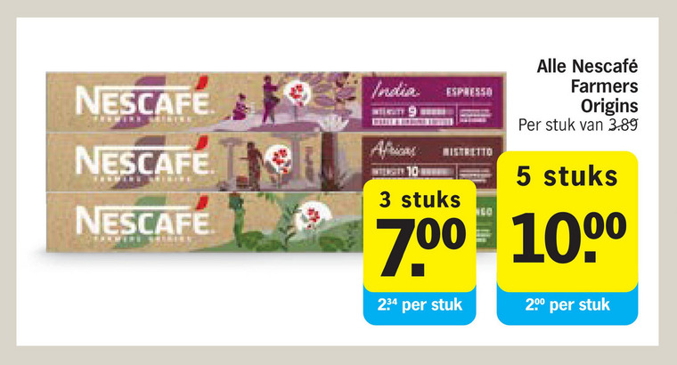 Nescafe   koffiecups folder aanbieding bij  Albert Heijn - details