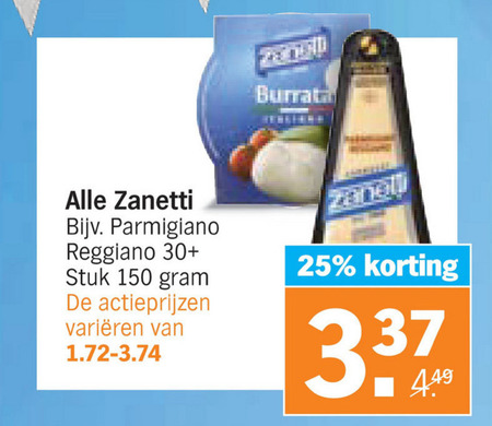 Zanetti   parmezaanse kaas folder aanbieding bij  Albert Heijn - details