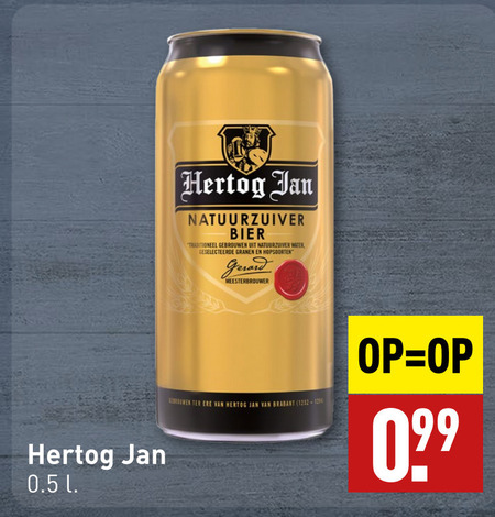 Hertog Jan   blikje bier folder aanbieding bij  Aldi - details