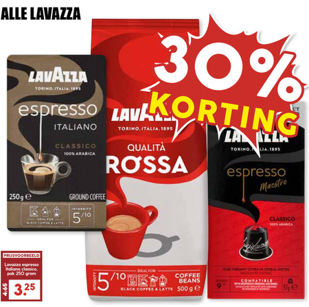 Lavazza   koffiebonen, koffie folder aanbieding bij  MCD Supermarkt Basis - details