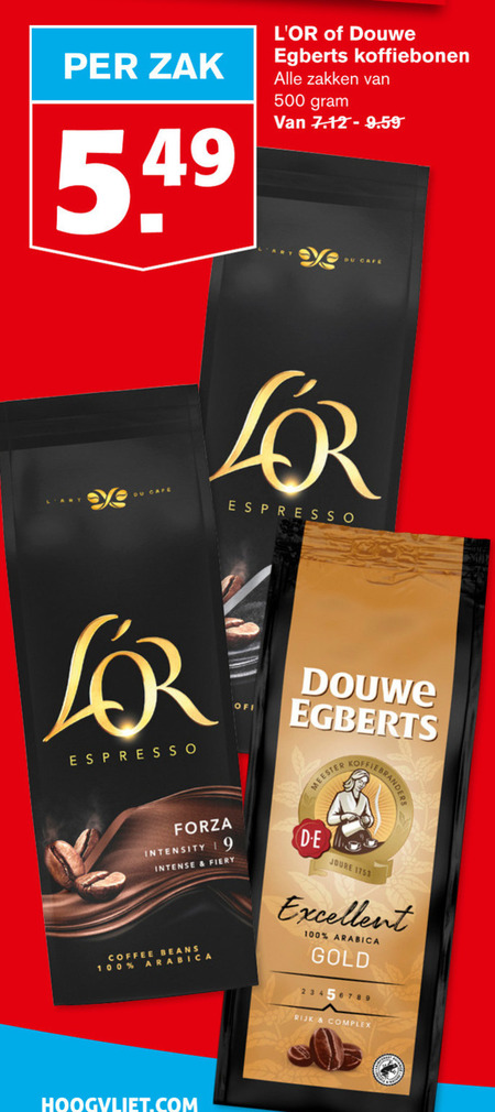 Douwe Egberts   koffiebonen folder aanbieding bij  Hoogvliet - details