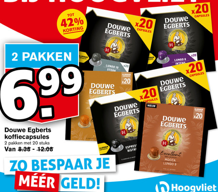 Douwe Egberts   koffiecups folder aanbieding bij  Hoogvliet - details