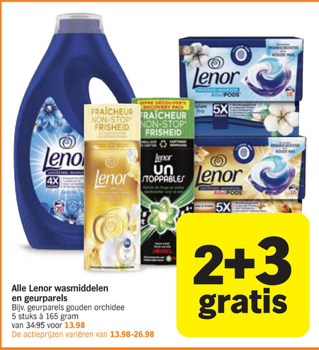 Lenor   wasmiddel, wasverzachter folder aanbieding bij  Albert Heijn - details