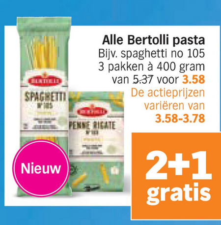 Bertolli   pasta, penne rigate folder aanbieding bij  Albert Heijn - details