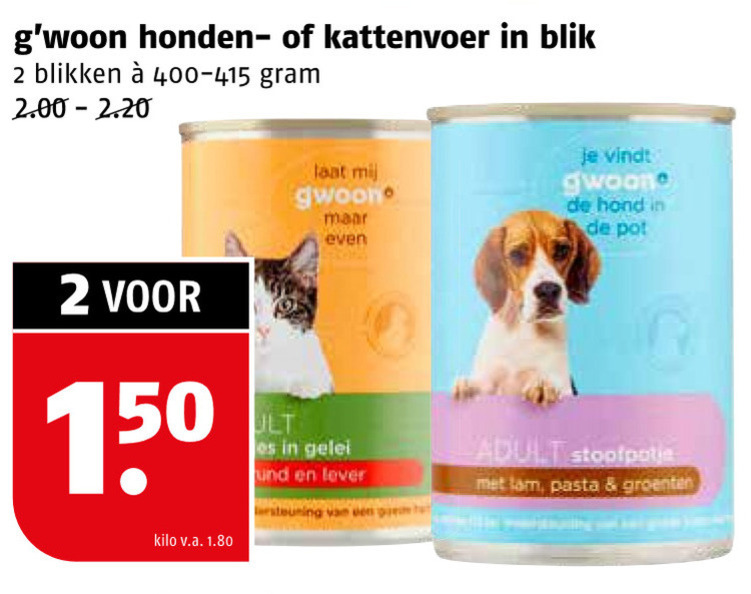 Gwoon   hondenvoer, kattenvoer folder aanbieding bij  Poiesz - details