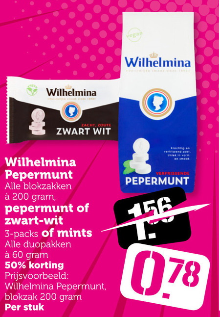 Wilhelmina   pepermunt folder aanbieding bij  Coop - details