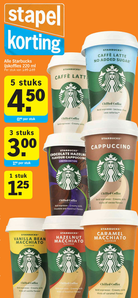 Starbucks   ijskoffie folder aanbieding bij  Albert Heijn - details