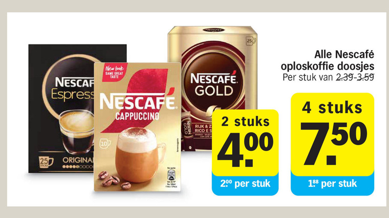 Nescafe   oploskoffie folder aanbieding bij  Albert Heijn - details