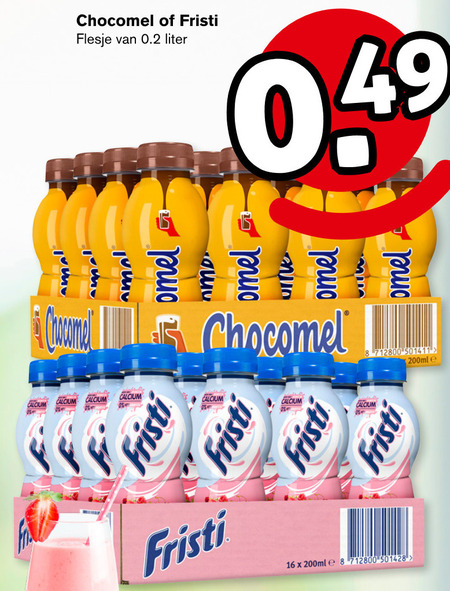 Fristi   drinkyoghurt, chocolademelk folder aanbieding bij  Hoogvliet - details