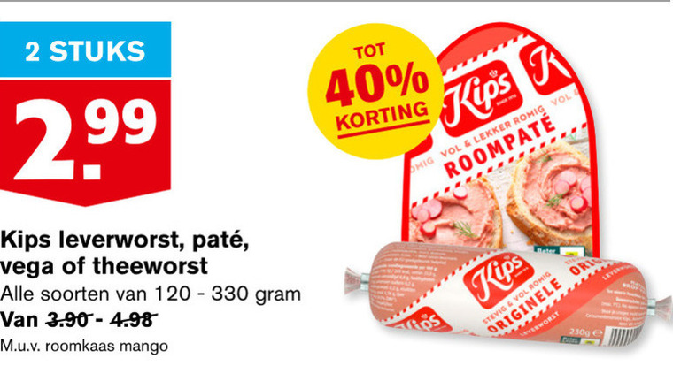 Kips   leverworst folder aanbieding bij  Hoogvliet - details