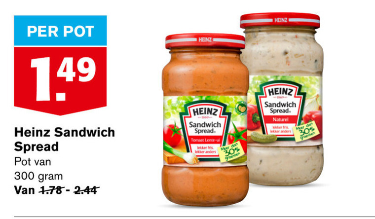 Heinz   sandwich spread folder aanbieding bij  Hoogvliet - details