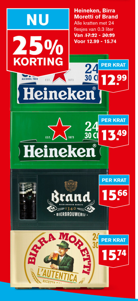 Heineken 0.0   krat bier folder aanbieding bij  Hoogvliet - details