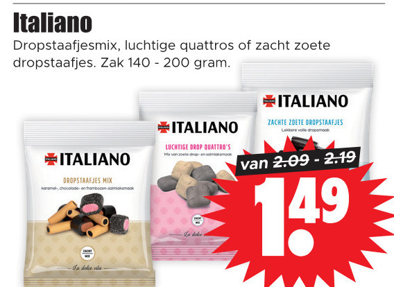 Italiano   drop folder aanbieding bij  Dirk - details