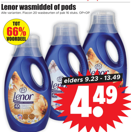 Lenor   wasmiddel folder aanbieding bij  Dirk - details