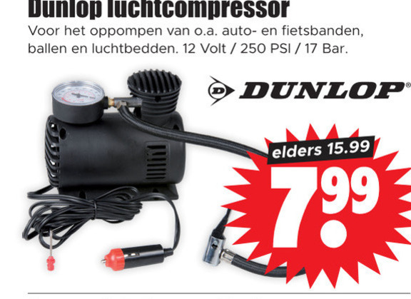 Dunlop   draagbare compressorset folder aanbieding bij  Dirk - details