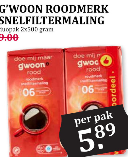 Gwoon   koffie folder aanbieding bij  Boons Markt - details