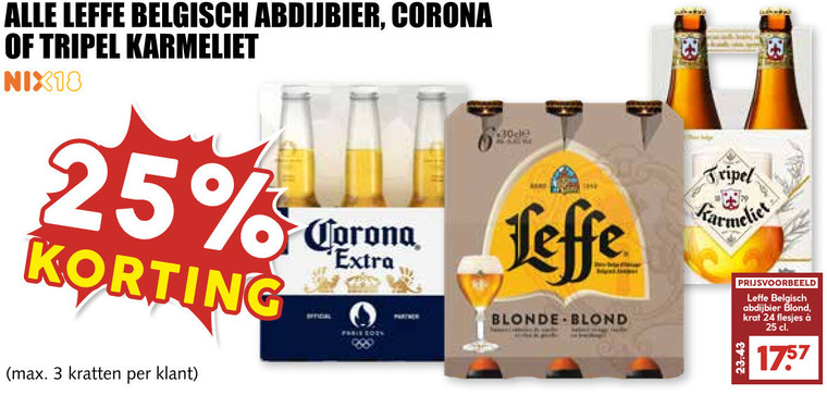 Leffe   krat bier, blikje bier folder aanbieding bij  MCD Supermarkt Basis - details