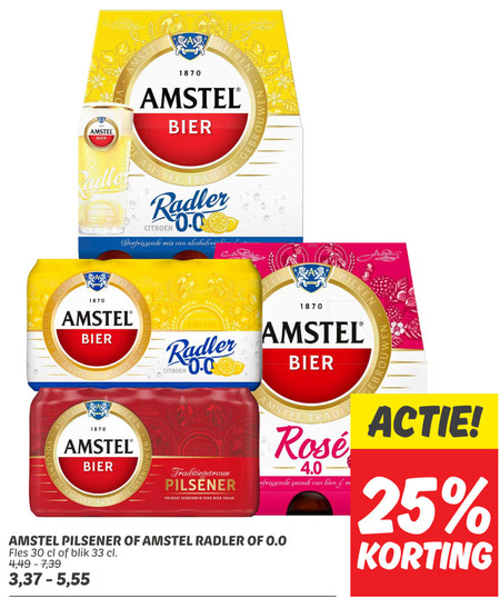 Amstel   blikje bier, radler bier folder aanbieding bij  Dekamarkt - details