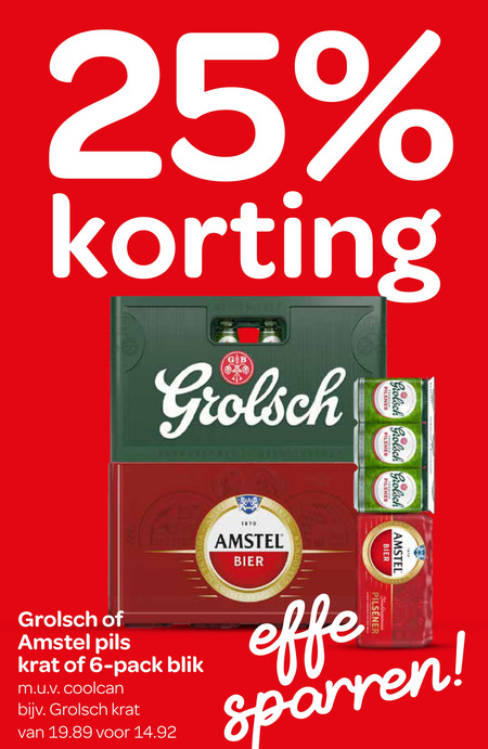 Amstel   blikje bier, krat bier folder aanbieding bij  Spar - details