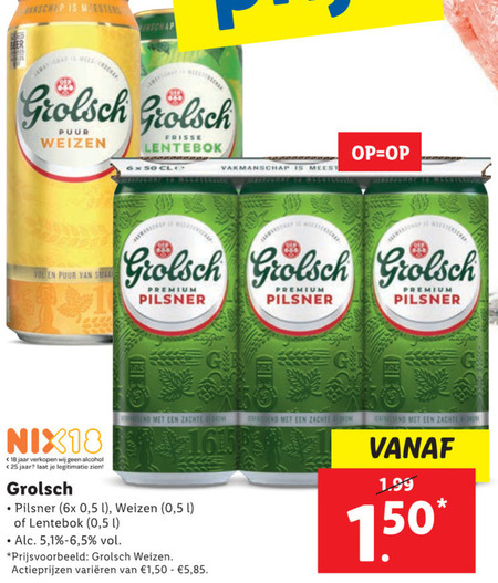 Grolsch   blikje bier folder aanbieding bij  Lidl - details