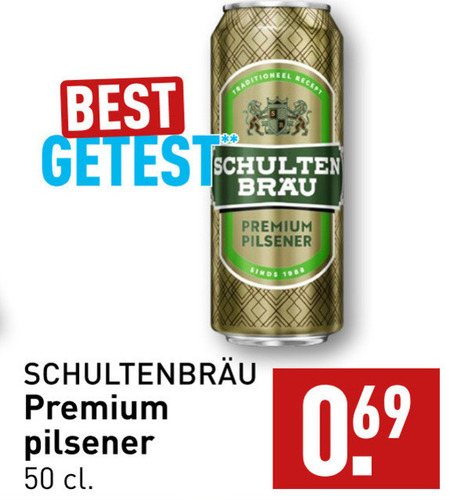 Schultenbrau   blikje bier folder aanbieding bij  Aldi - details