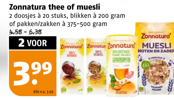 Zonnatura   muesli, thee folder aanbieding bij  Poiesz - details