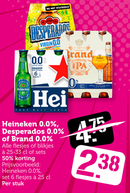 Heineken 0.0   blikje bier, alcoholvrij bier folder aanbieding bij  Coop - details