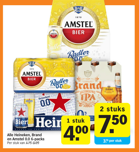 Heineken 0.0   alcoholvrij bier, blikje bier folder aanbieding bij  Albert Heijn - details