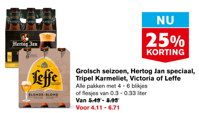 Leffe   speciaalbier, blikje bier folder aanbieding bij  Hoogvliet - details