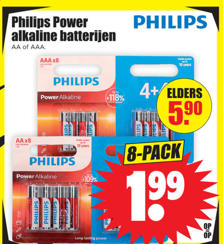 Philips   batterij folder aanbieding bij  Dirk - details