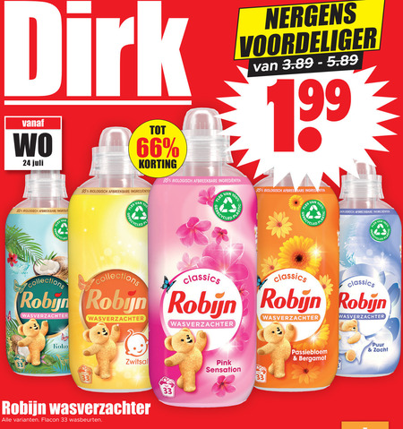 Robijn   wasverzachter folder aanbieding bij  Dirk - details