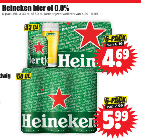 Heineken   blikje bier folder aanbieding bij  Dirk - details